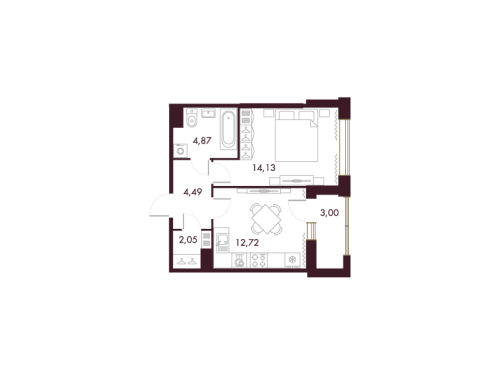 1-комнатная квартира, 39.6 м²; этаж: 7 - купить в Санкт-Петербурге