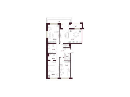3-комнатная квартира, 120.4 м²; этаж: 7 - купить в Санкт-Петербурге
