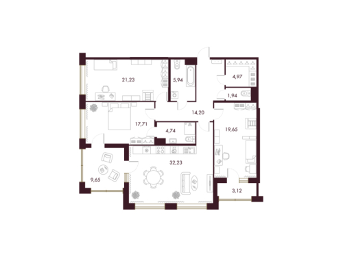 3-комнатная квартира, 129 м²; этаж: 5 - купить в Санкт-Петербурге
