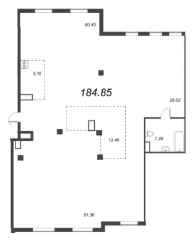 1-комнатная квартира, 185.12 м²; этаж: 6 - купить в Санкт-Петербурге