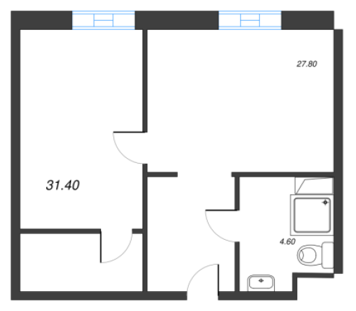 1-комнатная квартира, 33.1 м²; этаж: 9 - купить в Санкт-Петербурге