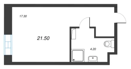 1-комнатная квартира №30 в: VIDI: 21.5 м²; этаж: 9 - купить в Санкт-Петербурге