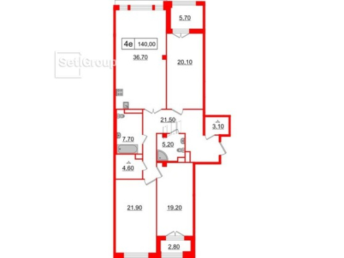 3-комнатная квартира, 140 м²; этаж: 6 - купить в Санкт-Петербурге