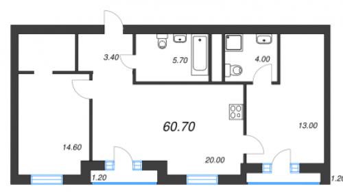 2-комнатная квартира, 62 м²; этаж: 2 - купить в Санкт-Петербурге