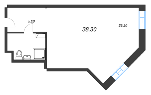 1-комнатная квартира № в: VIDI: 38.6 м²; этаж: 9 - купить в Санкт-Петербурге