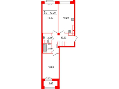 2-комнатная квартира, 72.2 м²; этаж: 5 - купить в Санкт-Петербурге
