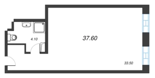 1-комнатная квартира № в: VIDI: 37.6 м²; этаж: 4 - купить в Санкт-Петербурге