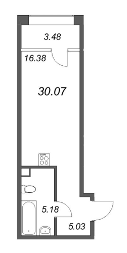 1-комнатная квартира, 30.7 м²; этаж: 4 - купить в Санкт-Петербурге