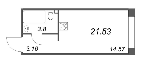 1-комнатная квартира, 22.37 м²; этаж: 6 - купить в Санкт-Петербурге