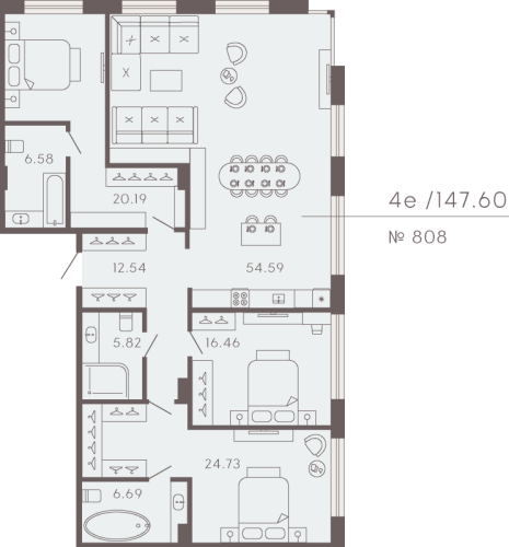 3-комнатная квартира, 138.95 м²; этаж: 3 - купить в Санкт-Петербурге