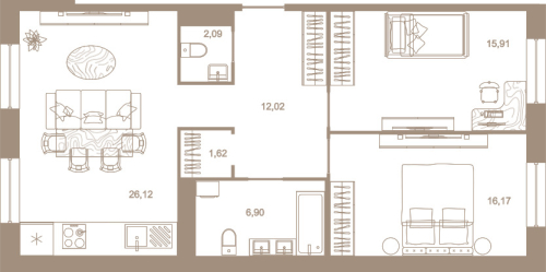 2-комнатная квартира, 80.8 м²; этаж: 5 - купить в Санкт-Петербурге