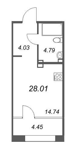 1-комнатная квартира, 58.88 м²; этаж: 4 - купить в Санкт-Петербурге