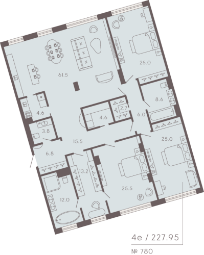 3-комнатная квартира, 231.57 м²; этаж: 3 - купить в Санкт-Петербурге