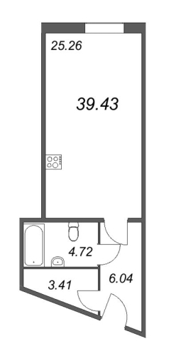 1-комнатная квартира, 41.89 м²; этаж: 2 - купить в Санкт-Петербурге