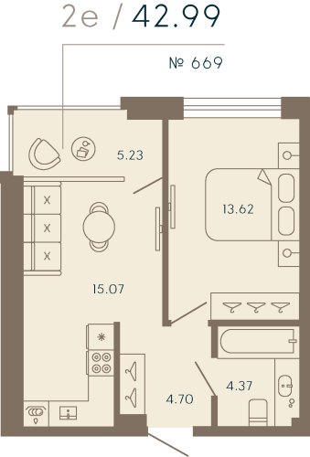 1-комнатная квартира, 43.96 м²; этаж: 6 - купить в Санкт-Петербурге