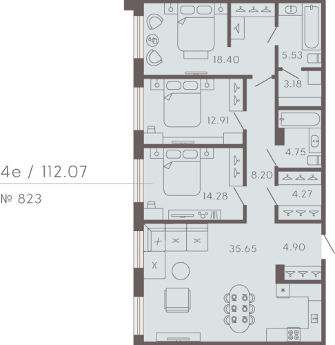 3-комнатная квартира, 105.86 м²; этаж: 5 - купить в Санкт-Петербурге