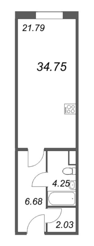 1-комнатная квартира, 34.19 м²; этаж: 3 - купить в Санкт-Петербурге