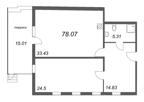 1-комнатная квартира, 79.05 м²; этаж: 2 - купить в Санкт-Петербурге