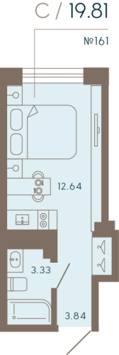 1-комнатная квартира, 20.5 м²; этаж: 8 - купить в Санкт-Петербурге