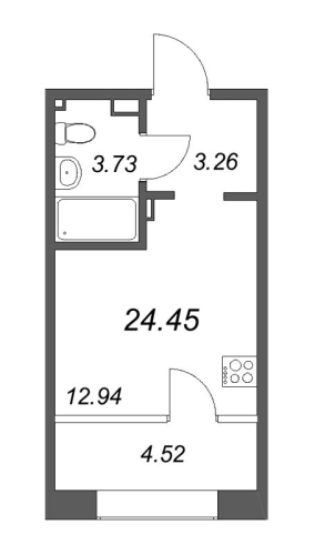 1-комнатная квартира, 24.45 м²; этаж: 4 - купить в Санкт-Петербурге