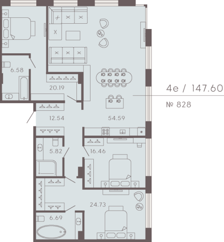 3-комнатная квартира, 138.95 м²; этаж: 5 - купить в Санкт-Петербурге