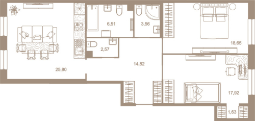 2-комнатная квартира, 91.1 м²; этаж: 2 - купить в Санкт-Петербурге