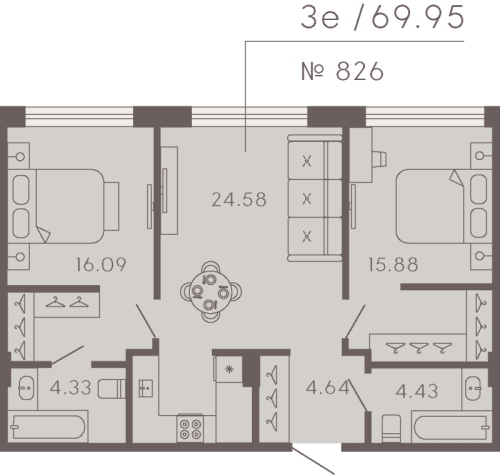 2-комнатная квартира, 68.05 м²; этаж: 5 - купить в Санкт-Петербурге