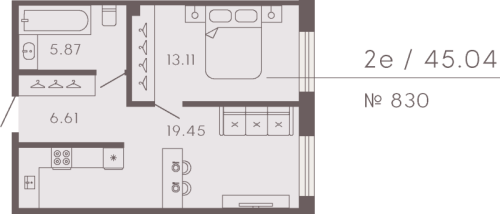 1-комнатная квартира, 46.07 м²; этаж: 5 - купить в Санкт-Петербурге