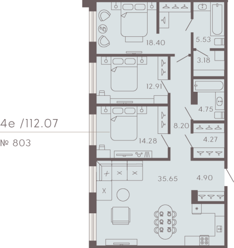 3-комнатная квартира, 105.86 м²; этаж: 3 - купить в Санкт-Петербурге