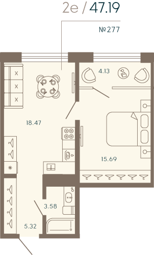 1-комнатная квартира, 48.77 м²; этаж: 7 - купить в Санкт-Петербурге