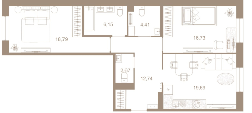 2-комнатная квартира, 81.2 м²; этаж: 6 - купить в Санкт-Петербурге