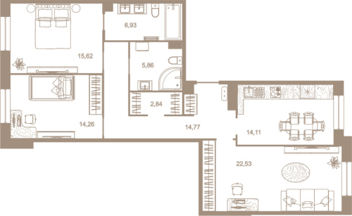 3-комнатная квартира, 96.7 м²; этаж: 3 - купить в Санкт-Петербурге