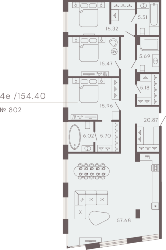 3-комнатная квартира, 153.18 м²; этаж: 3 - купить в Санкт-Петербурге