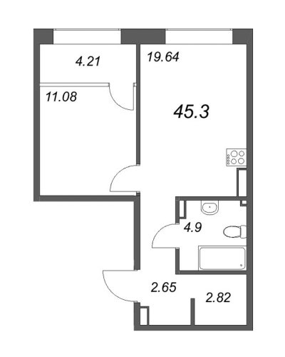 1-комнатная квартира, 46.49 м²; этаж: 5 - купить в Санкт-Петербурге