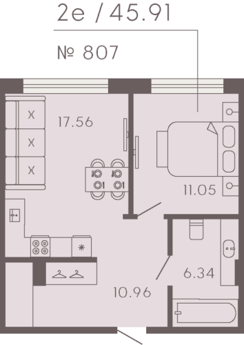 1-комнатная квартира, 47.78 м²; этаж: 3 - купить в Санкт-Петербурге