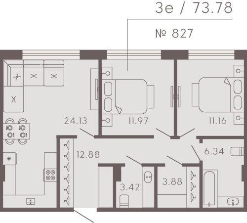 2-комнатная квартира, 73.08 м²; этаж: 5 - купить в Санкт-Петербурге