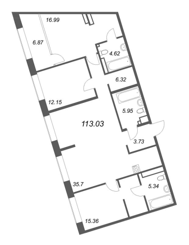 3-комнатная квартира, 113.03 м²; этаж: 7 - купить в Санкт-Петербурге