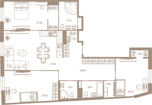 3-комнатная квартира, 131.8 м²; этаж: 4 - купить в Санкт-Петербурге