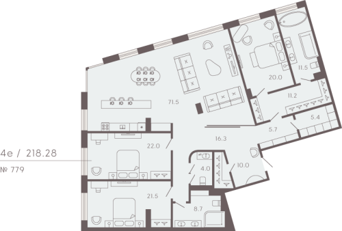 3-комнатная квартира, 218.28 м²; этаж: 3 - купить в Санкт-Петербурге