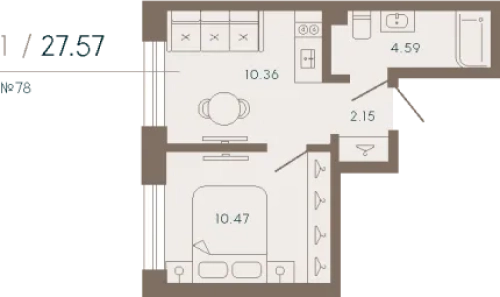 1-комнатная квартира, 28.45 м²; этаж: 5 - купить в Санкт-Петербурге