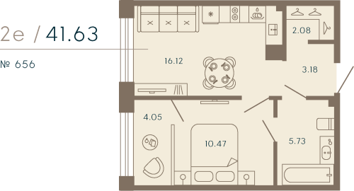 1-комнатная квартира, 42.4 м²; этаж: 6 - купить в Санкт-Петербурге