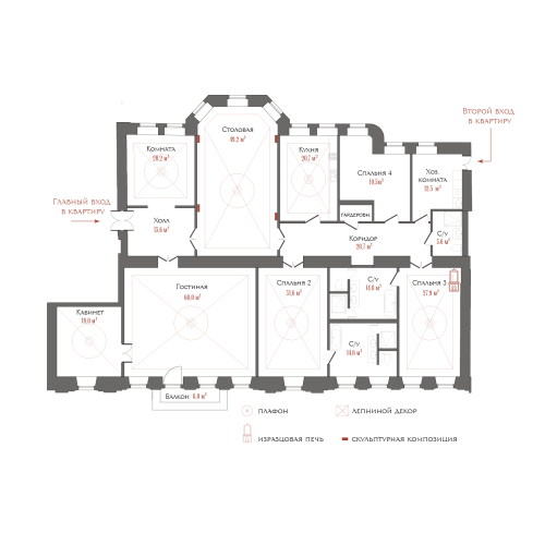 7-комнатная квартира №41 в: ТРИ ГРАЦИИ: 327.9 м²; этаж: 5 - купить в Санкт-Петербурге