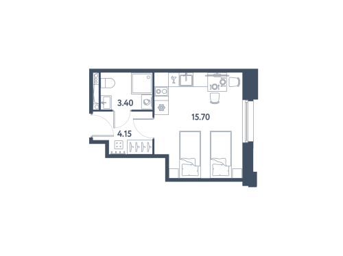 1-комнатная квартира, 23.25 м²; этаж: 3 - купить в Санкт-Петербурге