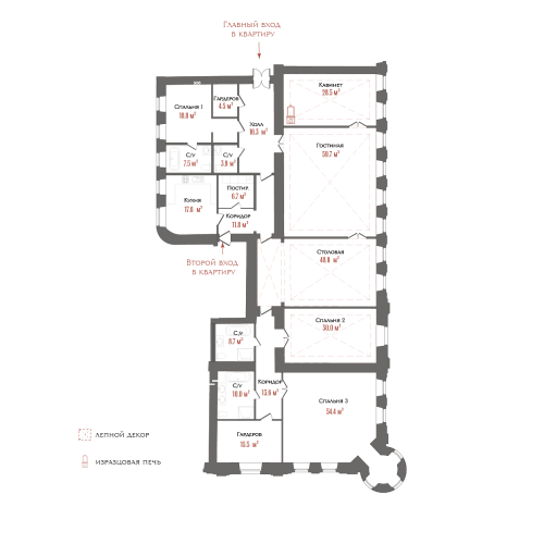 6-комнатная квартира, 357.4 м²; этаж: 4 - купить в Санкт-Петербурге