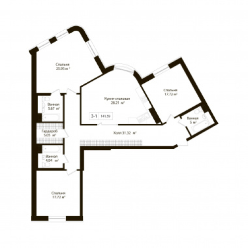 3-комнатная квартира, 144 м²; этаж: 2 - купить в Санкт-Петербурге