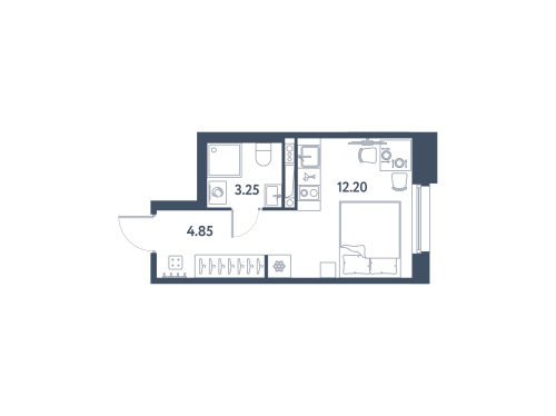 1-комнатная квартира №13 в: Avenue Pulkovo Apart: 20.3 м²; этаж: 3 - купить в Санкт-Петербурге