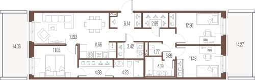 3-комнатная квартира, 90.72 м²; этаж: 1 - купить в Санкт-Петербурге