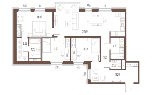 3-комнатная квартира, 84.04 м²; этаж: 2 - купить в Санкт-Петербурге