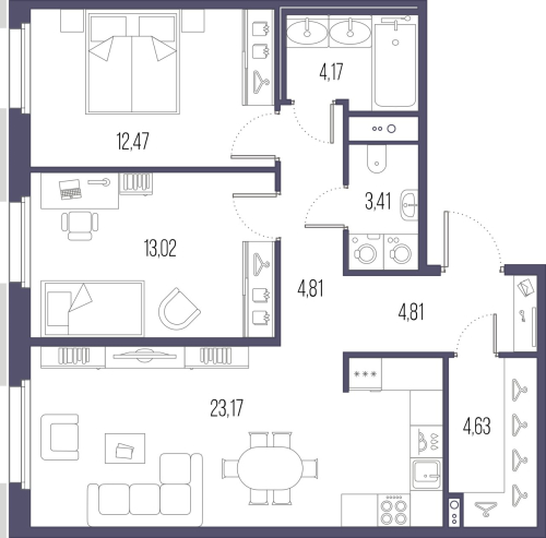 2-комнатная квартира, 70.51 м²; этаж: 10 - купить в Санкт-Петербурге