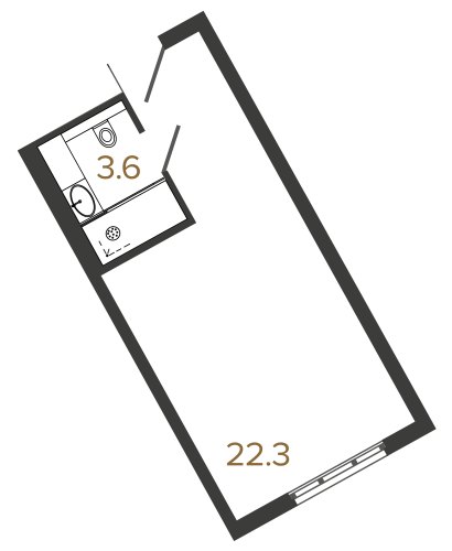 1-комнатная квартира №103 в: М103: 25.9 м²; этаж: 5 - купить в Санкт-Петербурге